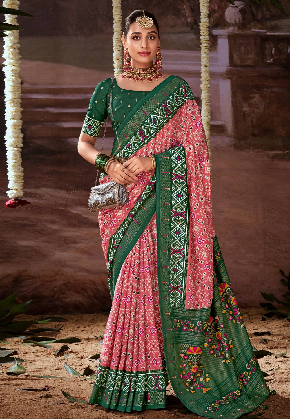 Pink Tussar Silk Saree With Blouse 286375