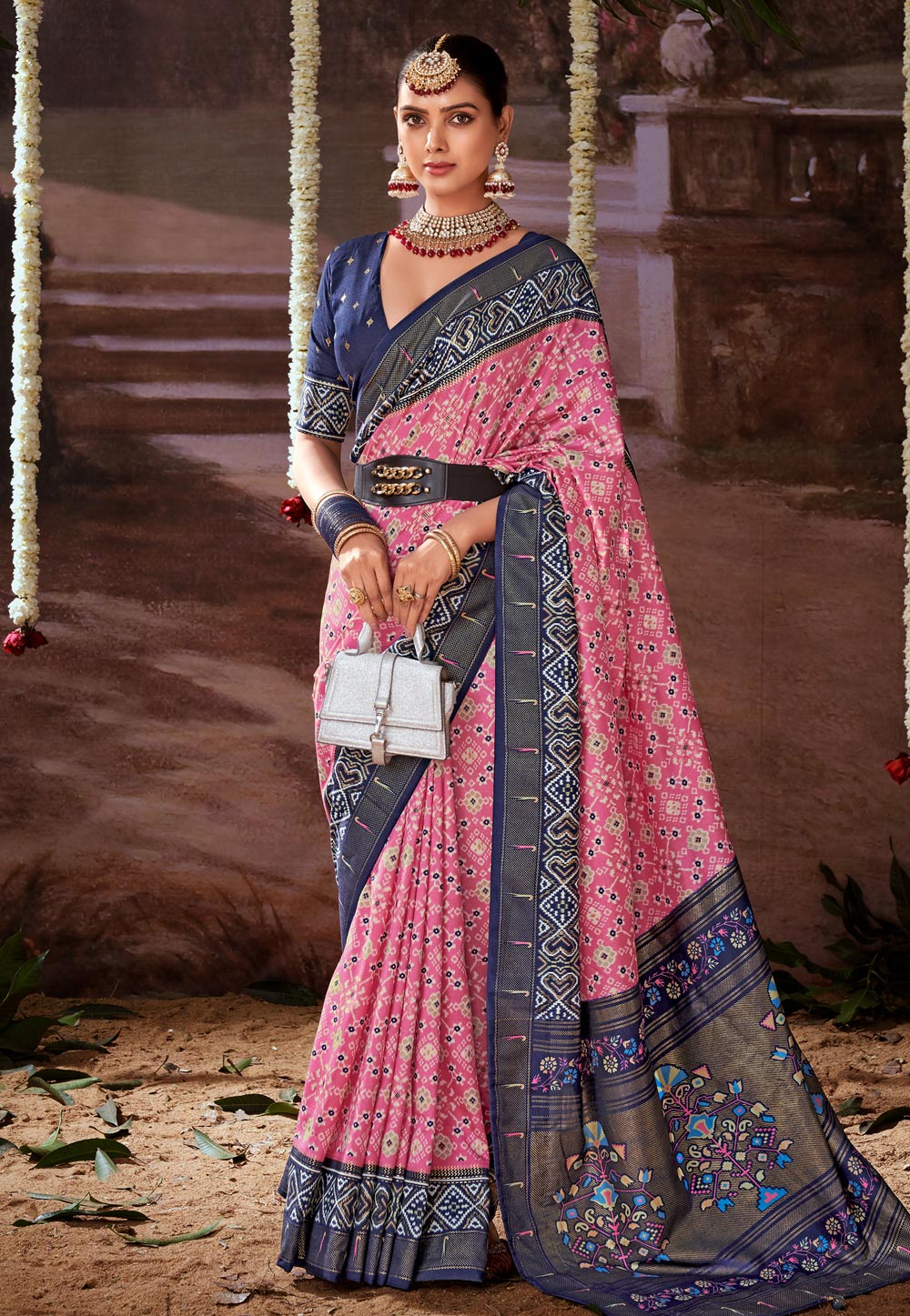 Pink Tussar Silk Saree With Blouse 286379