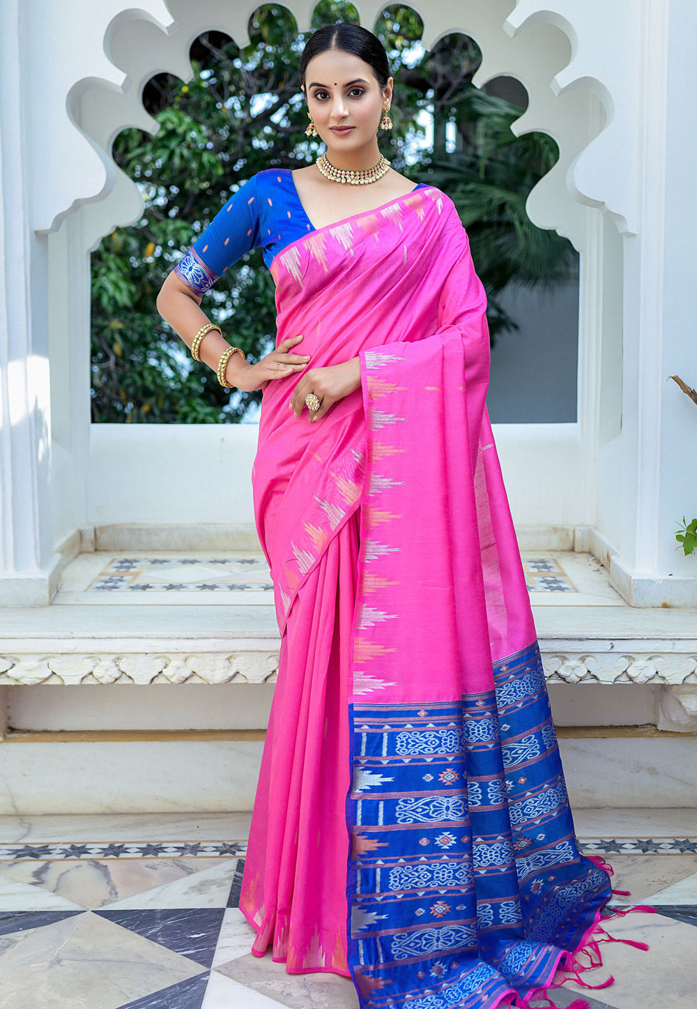 Pink Tussar Silk Saree With Blouse 278769