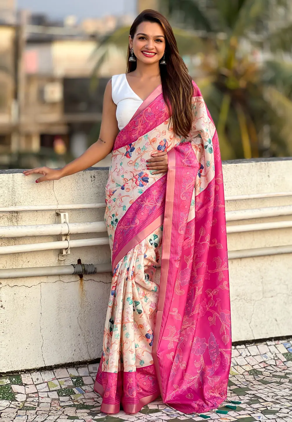 Pink Tussar Silk Saree With Blouse 297408