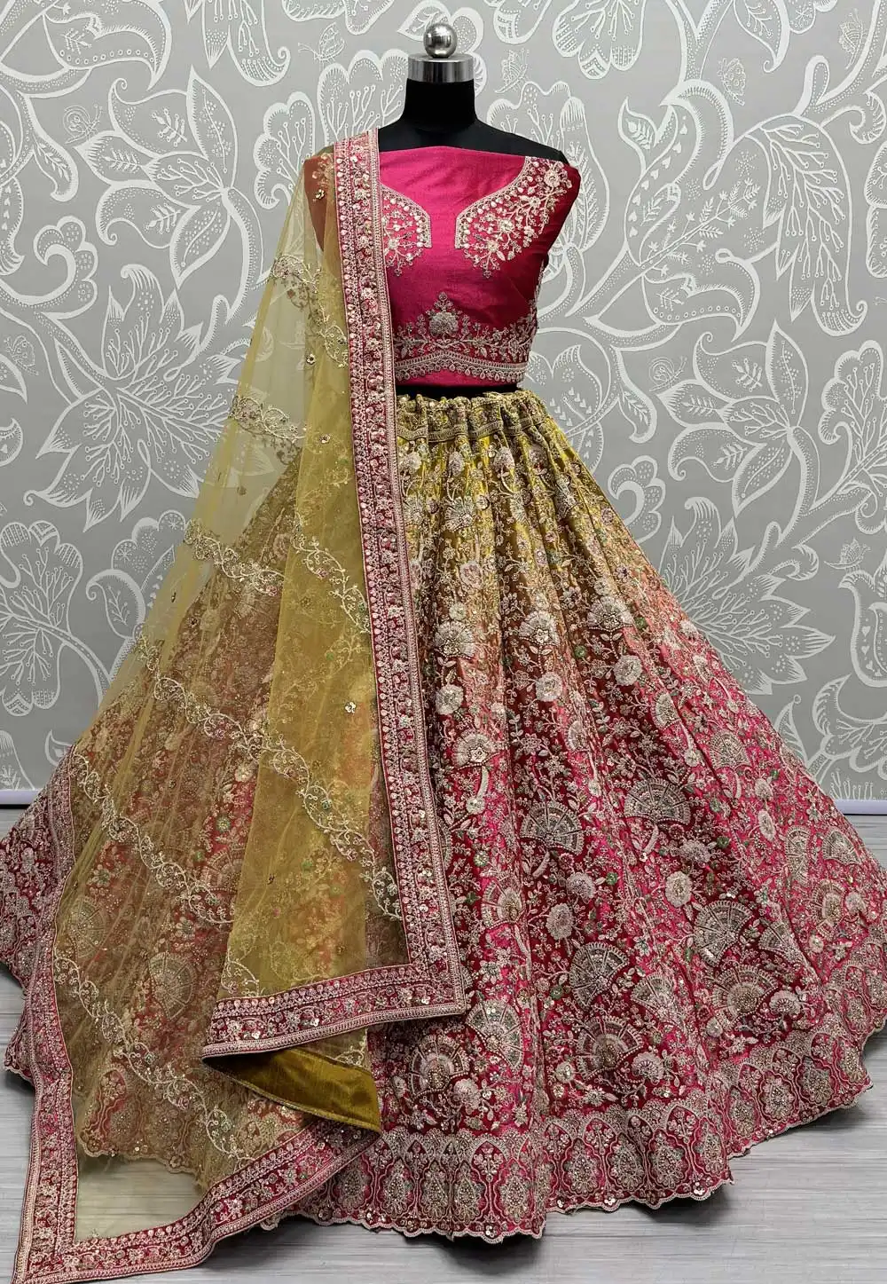 Pink Velvet Wedding Lehenga Choli 293714