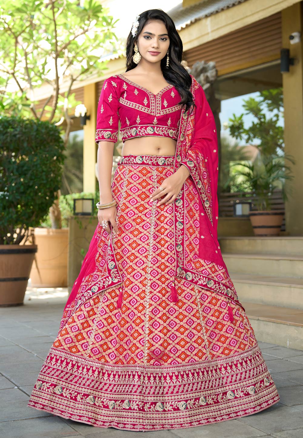 Pink Viscose A Line Lehenga Choli 310250