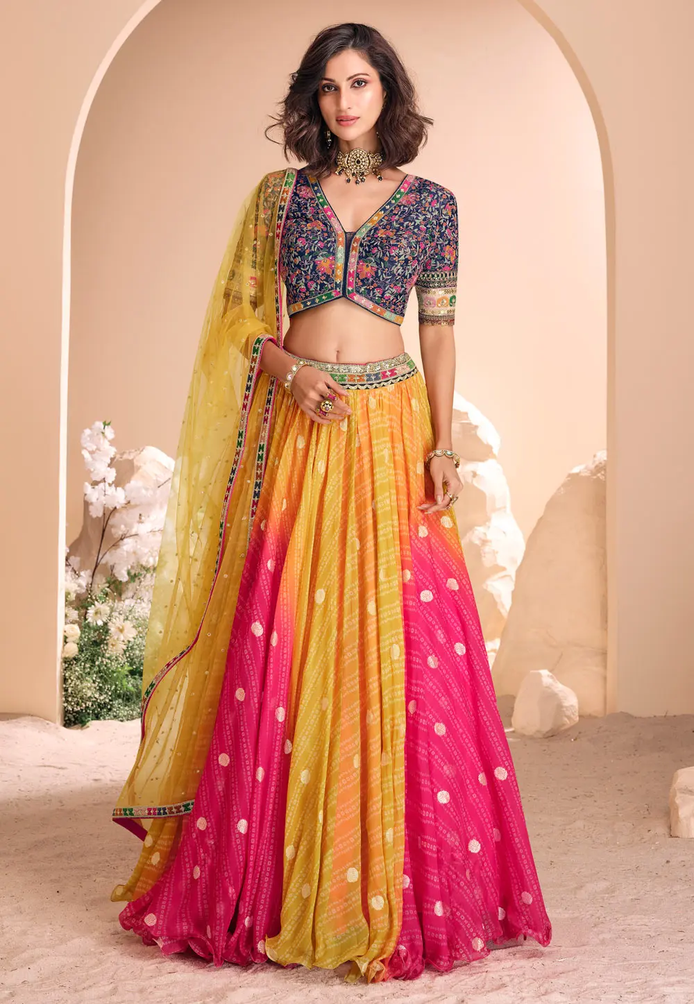 Pink Viscose A Line Lehenga Choli 304758