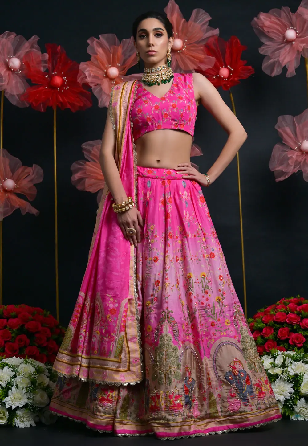 Pink Viscose Circular Lehenga Choli 304769