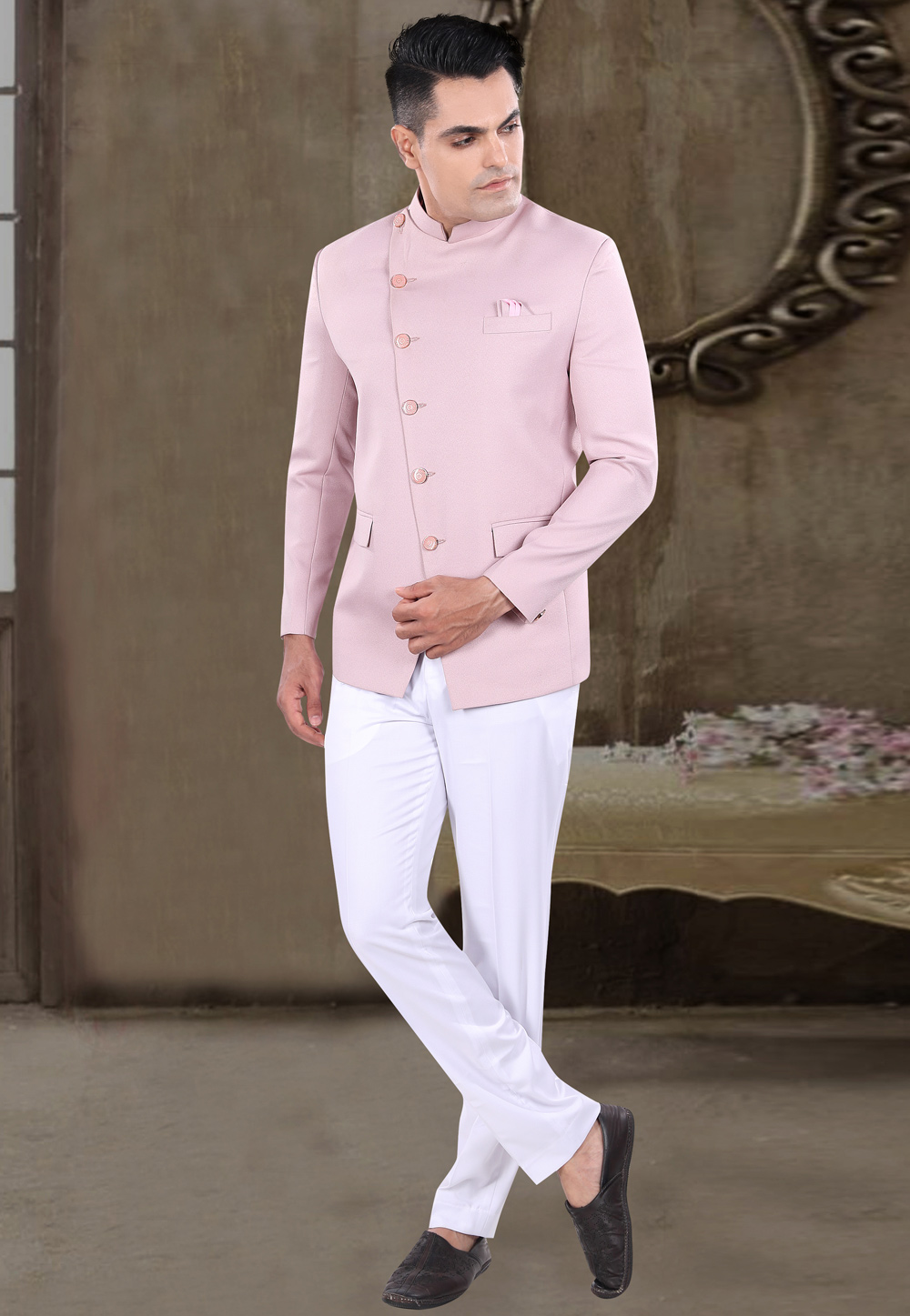 Pink Viscose Jodhpuri Suit 306394