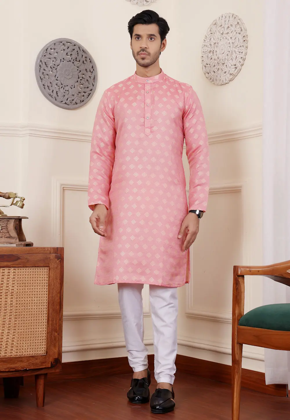 Pink Viscose Kurta Pajama 301368