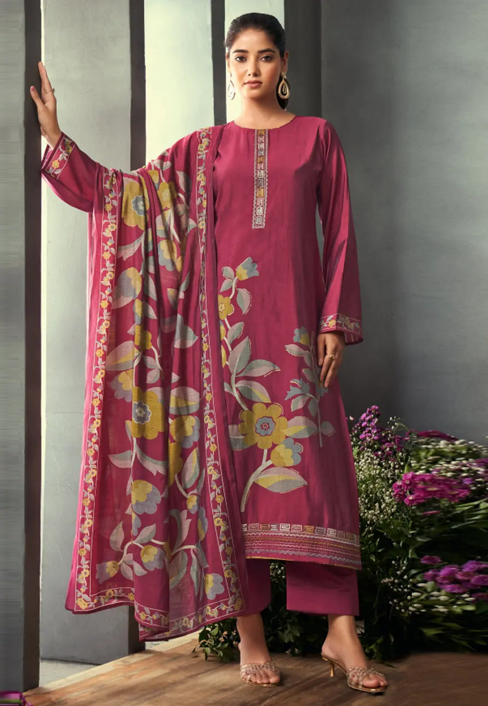 Pink Viscose Pakistani Suit 302338