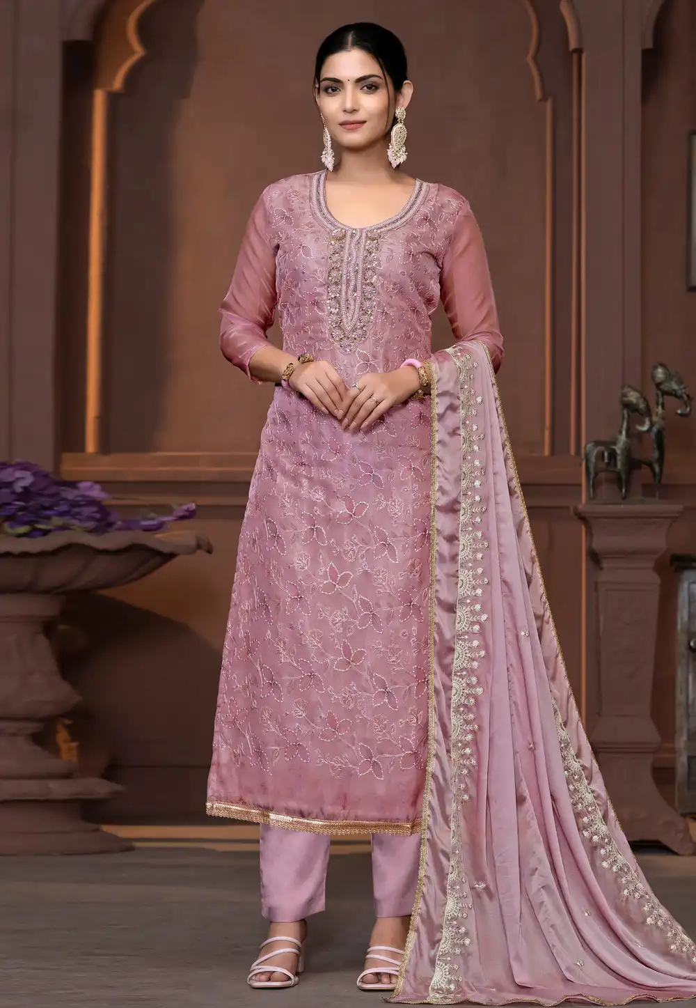 Pink Viscose Pant Style Suit 294160