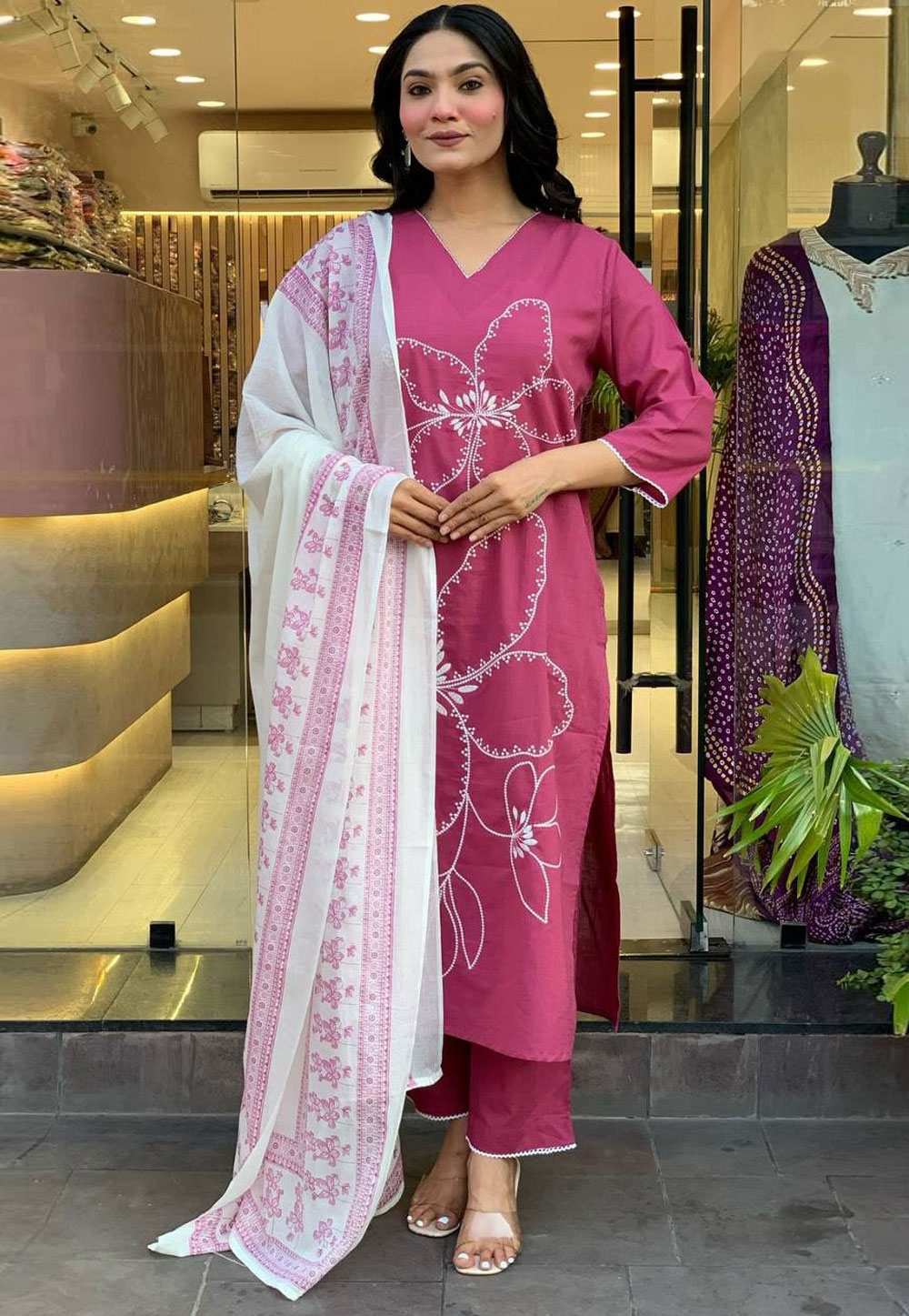 Pink Viscose Readymade Pakistani Suit 311119