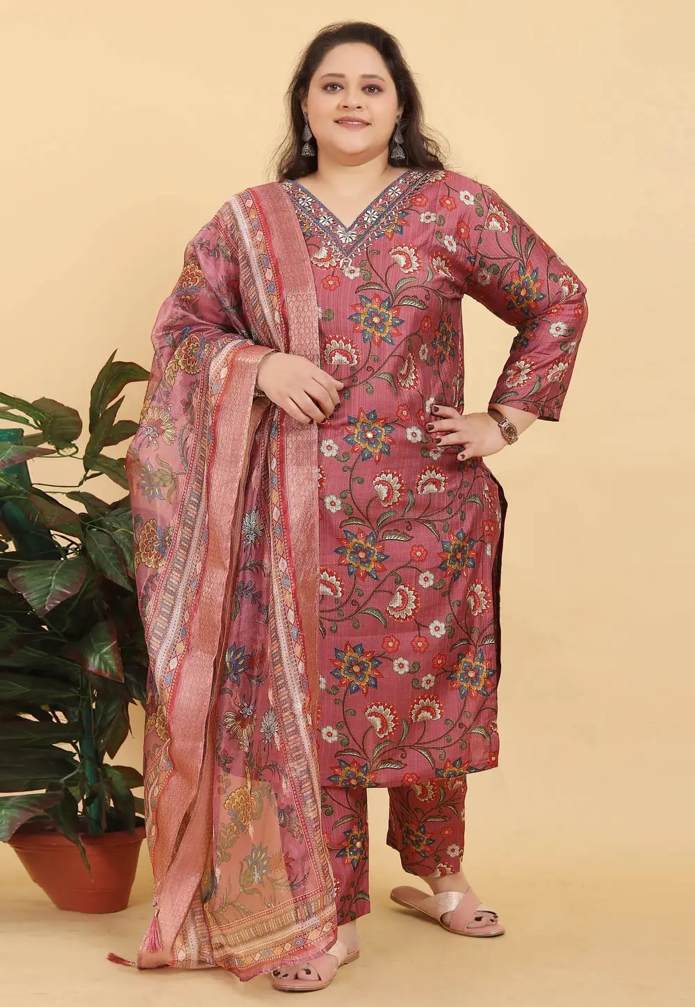 Pink Viscose Readymade Pakistani Suit 303548