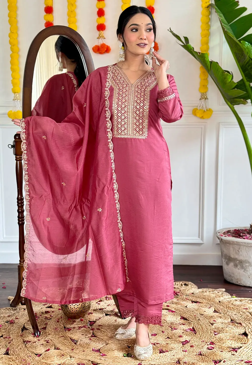 Pink Viscose Readymade Pakistani Suit 298876