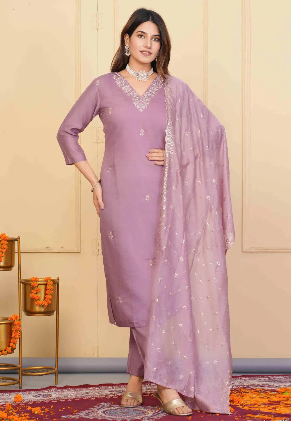 Pink Viscose Readymade Pakistani Suit 302709