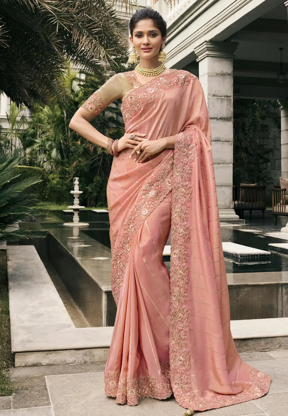 Pink Viscose Saree With Blouse 298203