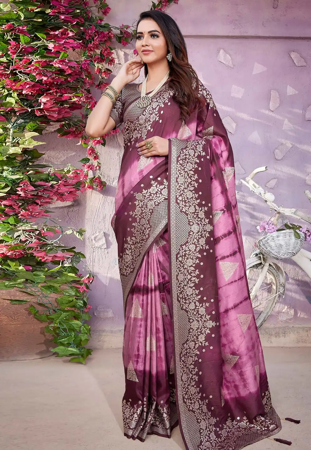 Pink Viscose Saree With Blouse 291777