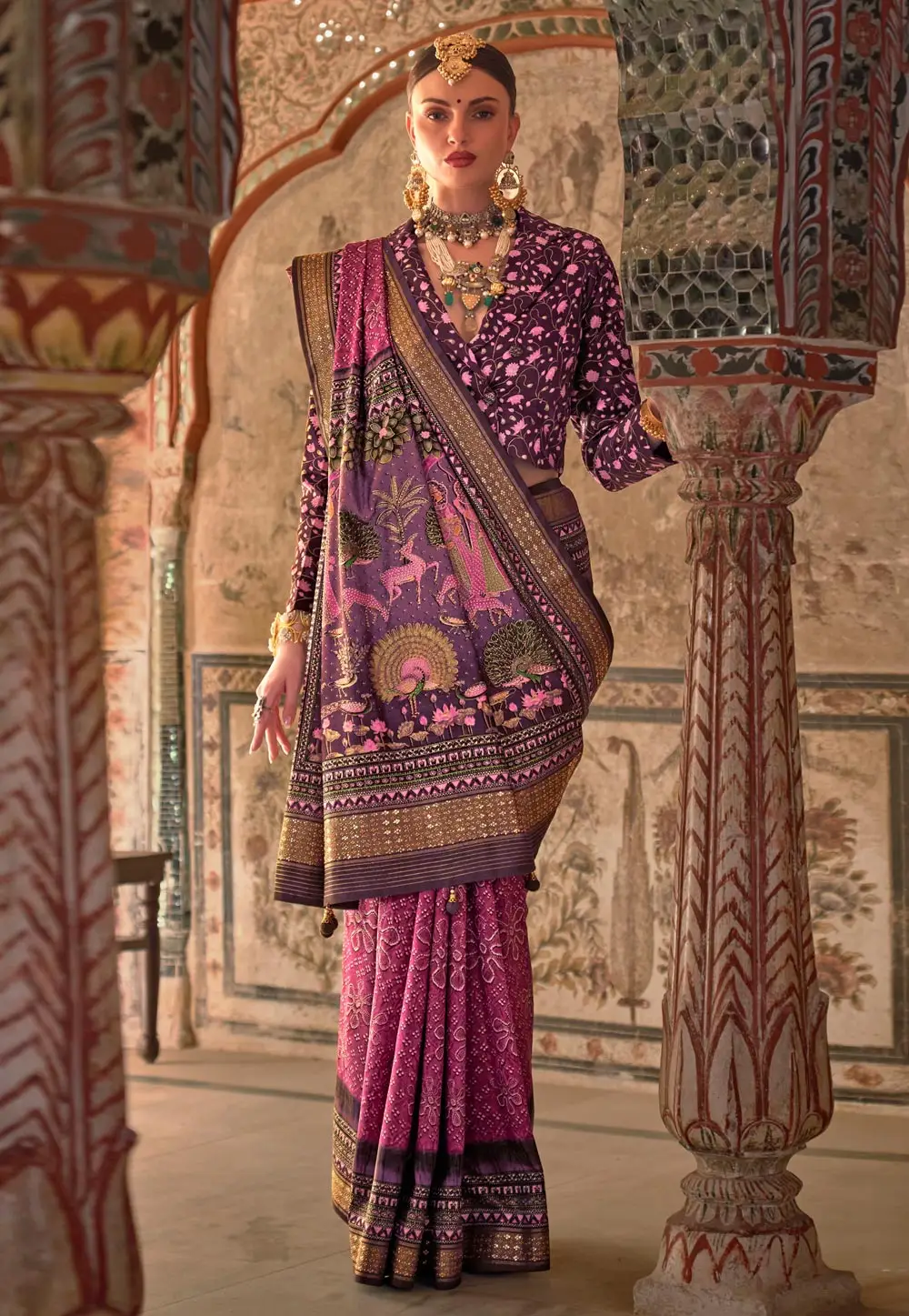 Pink Viscose Saree With Blouse 296314