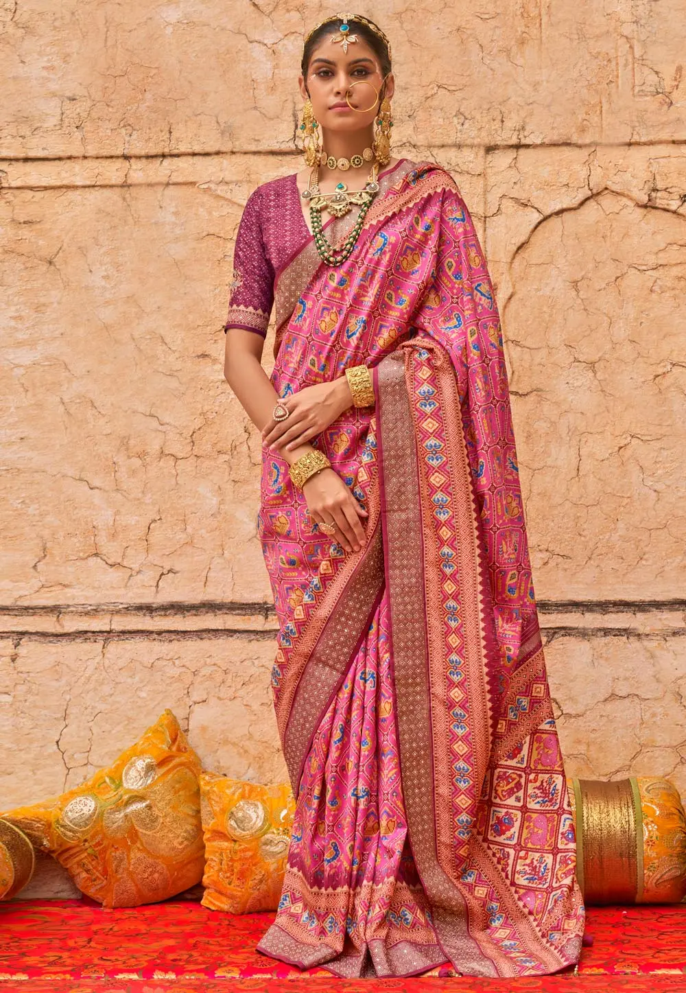 Pink Viscose Saree With Blouse 297918