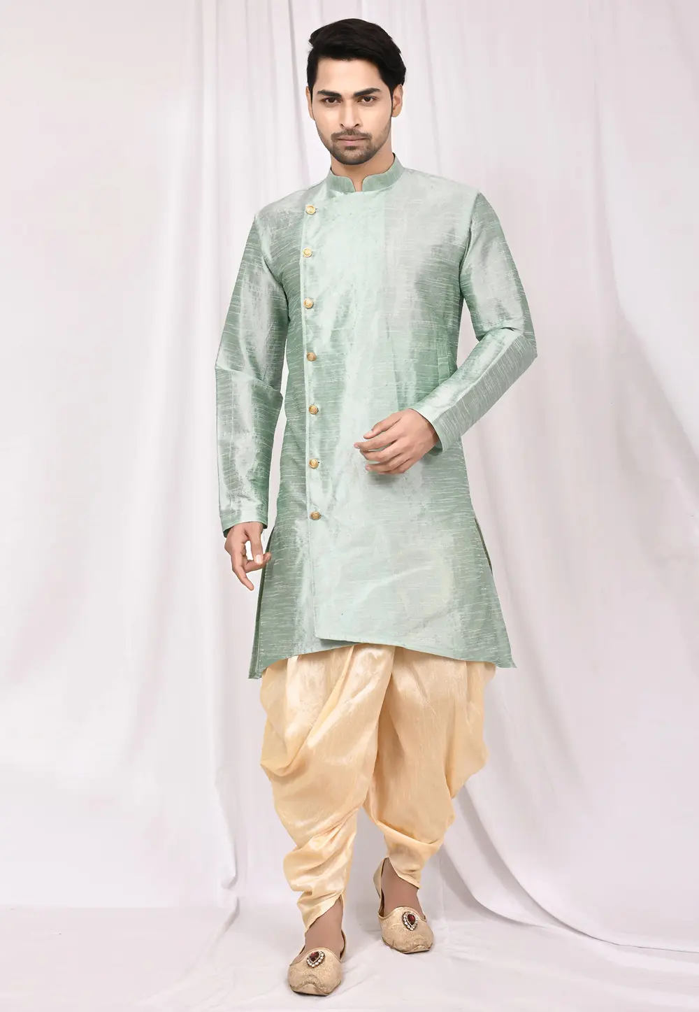 Pista Green Art Silk Dhoti Kurta 300247