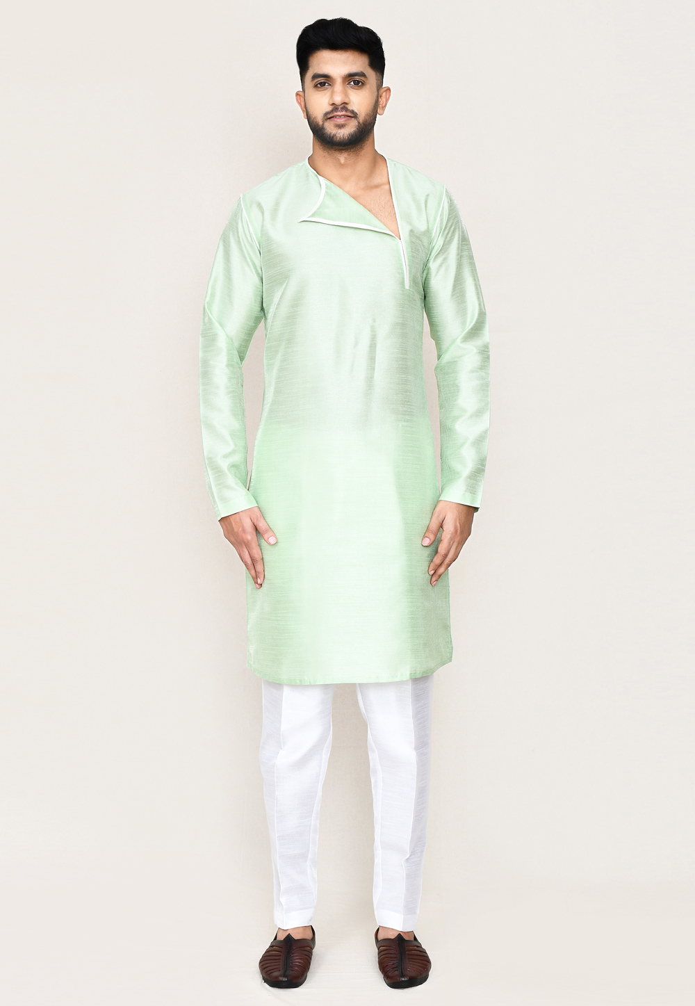 Pista Green Art Silk Kurta Pajama 306079