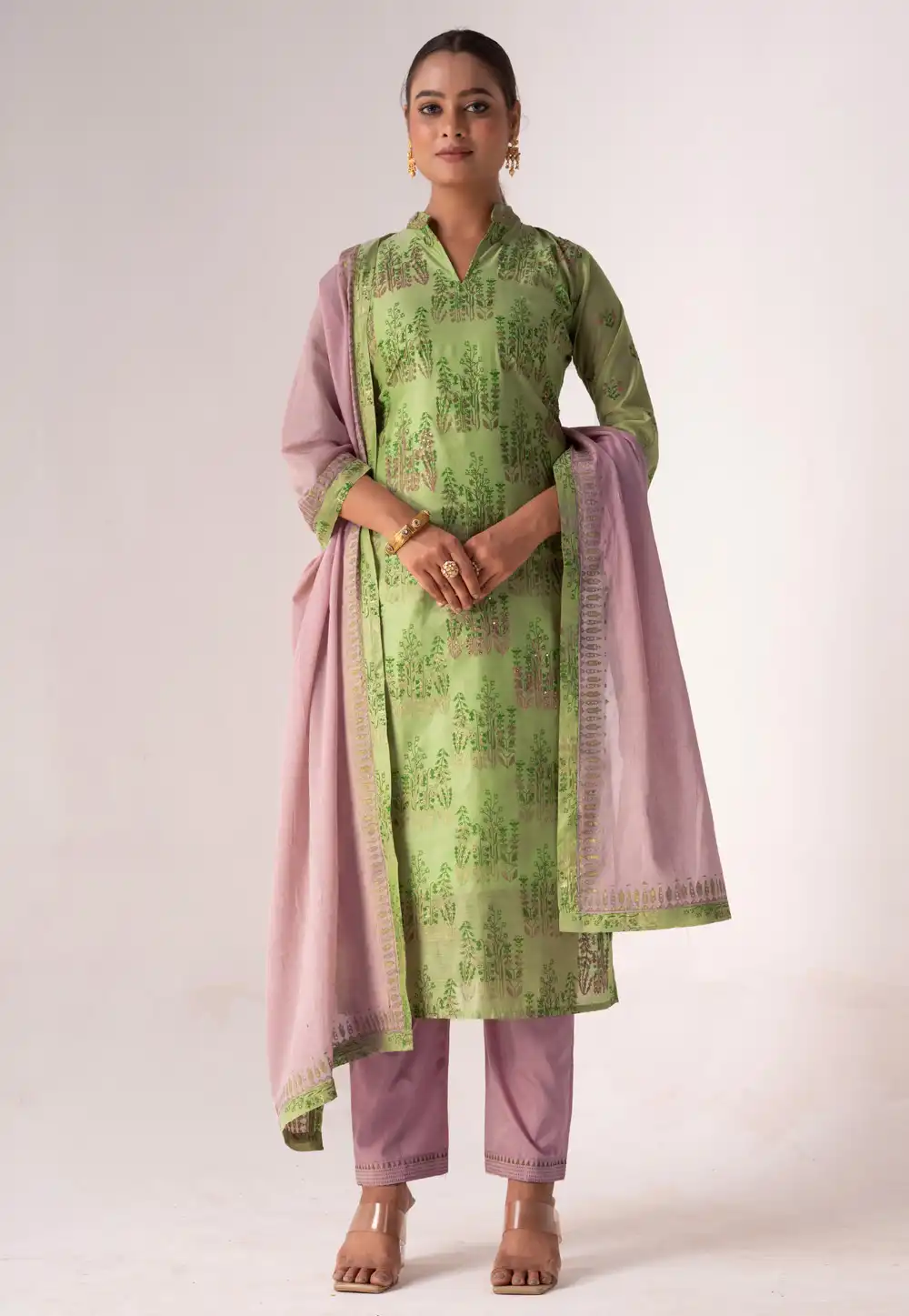 Pista Green Art Silk Pant Style Suit 290404