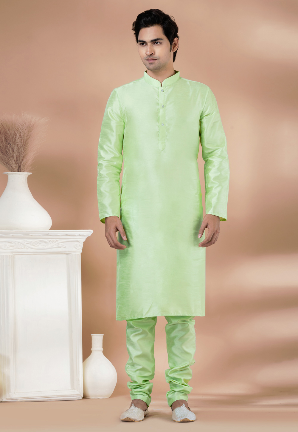 Pista Green Banarasi Kurta Pajama 282555