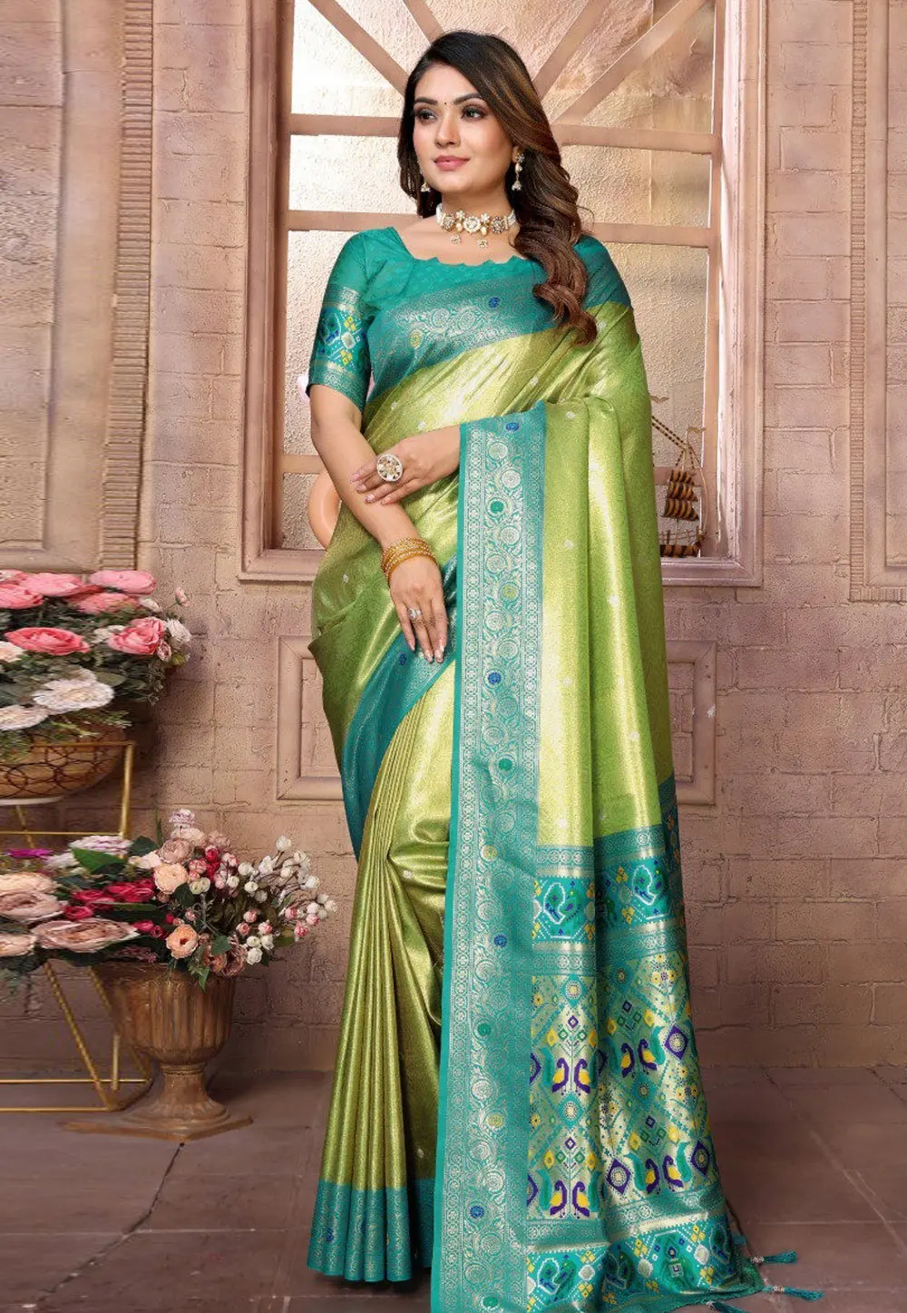 Pista Green Banarasi Silk Saree 302655