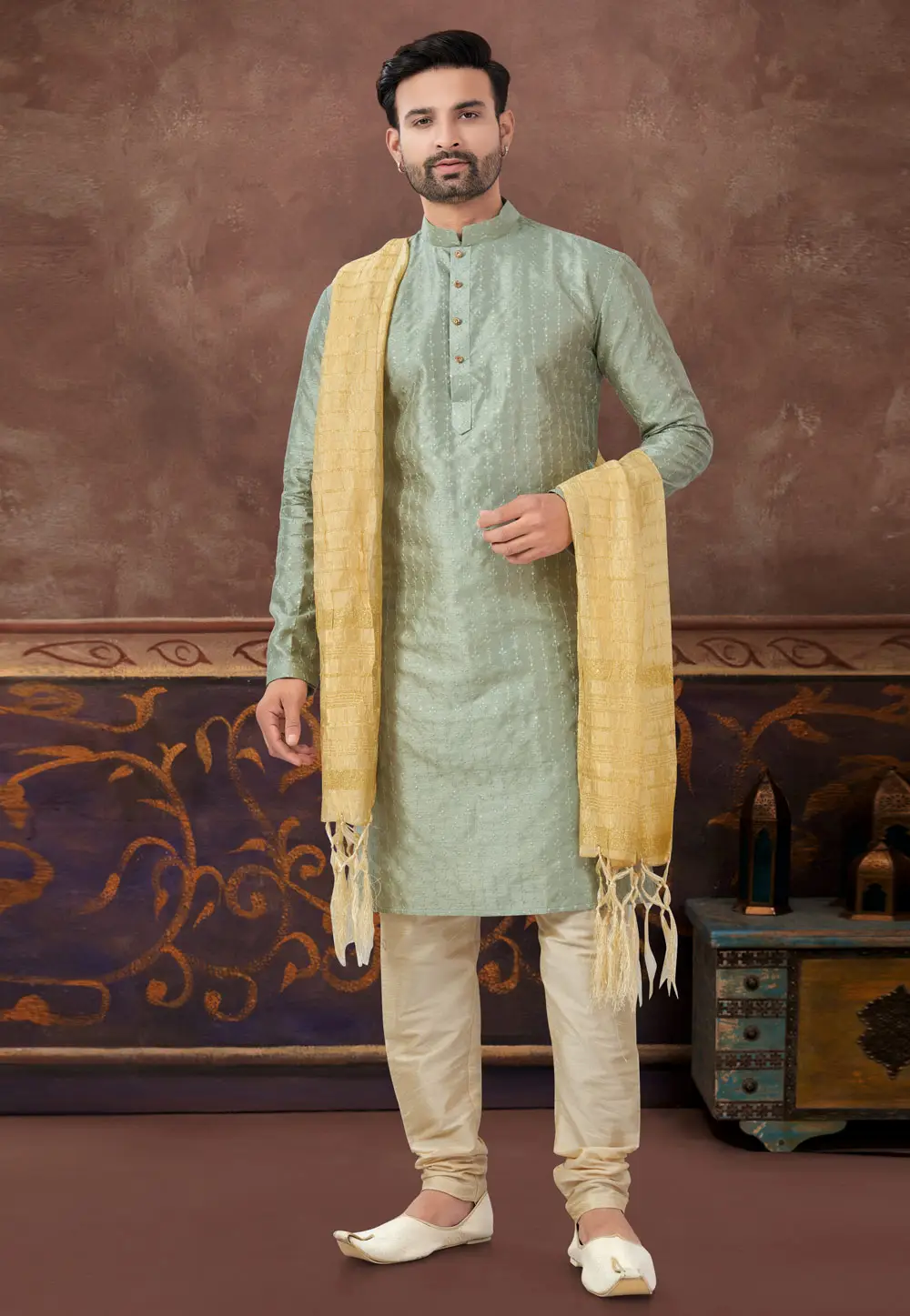 Pista Green Banglori Silk Kurta Pajama 296903