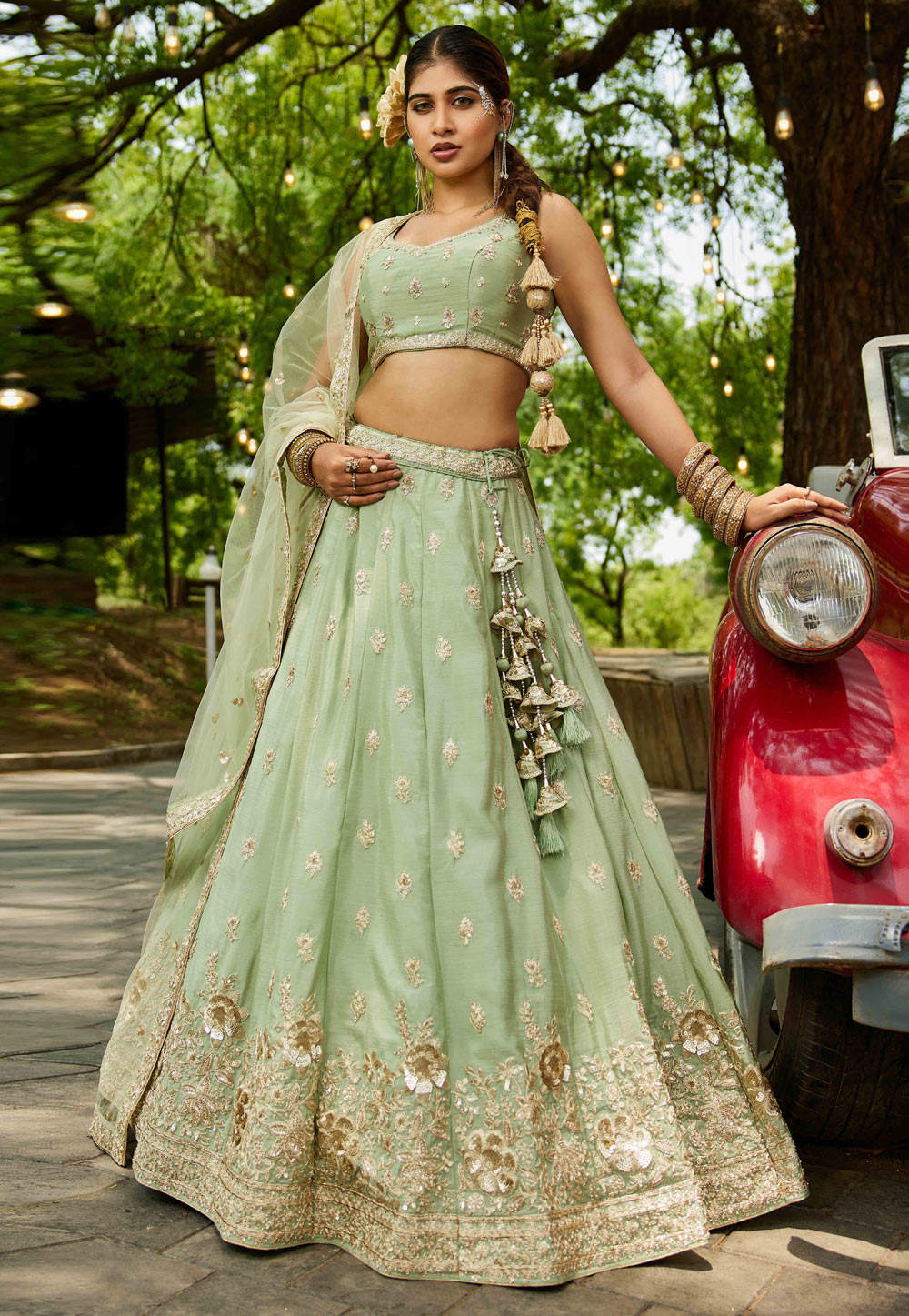 Pista Green Chiffon Wedding Lehenga Choli 311150