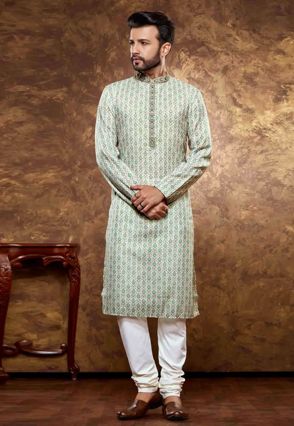 Pista Green Cotton Kurta Pajama 288057