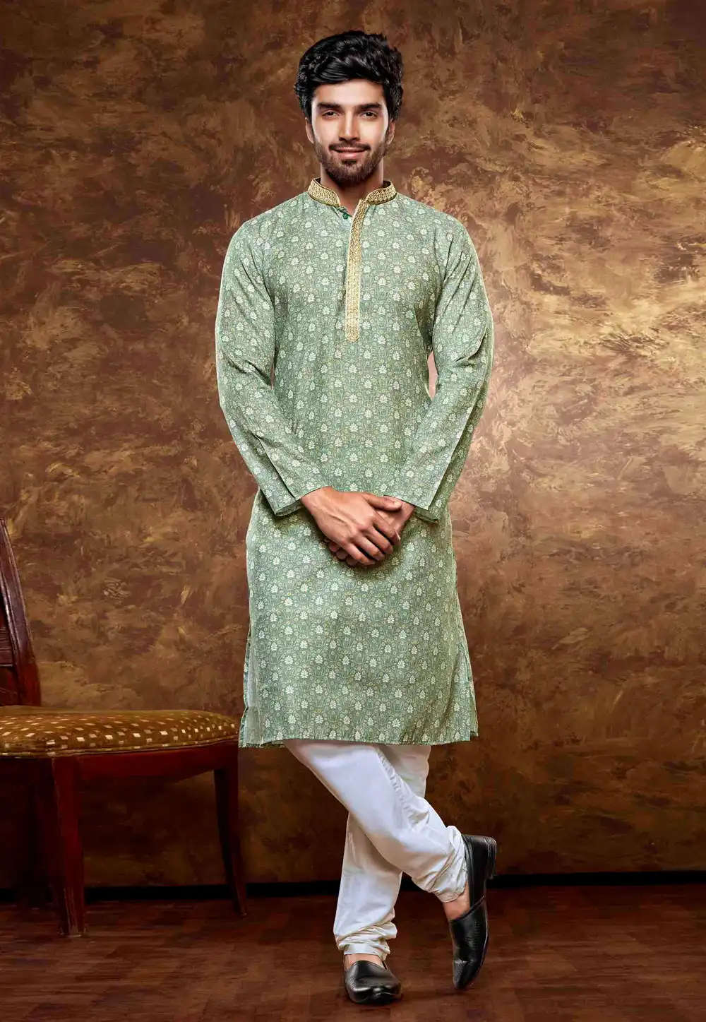 Pista Green Cotton Kurta Pajama 288049