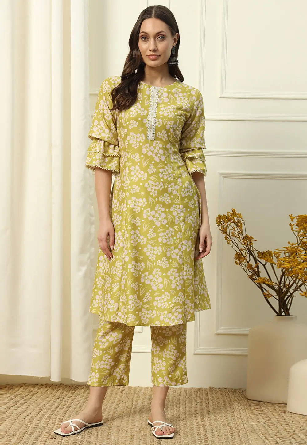 Pista Green Cotton Kurta Set With Pent 301165