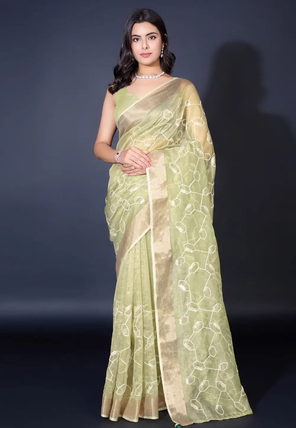 Pista Green Cotton Silk Light Weight Saree 295843