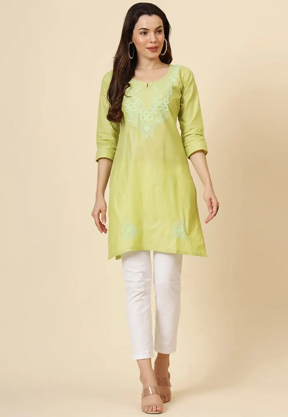 Pista Green Cotton Tunic 294223