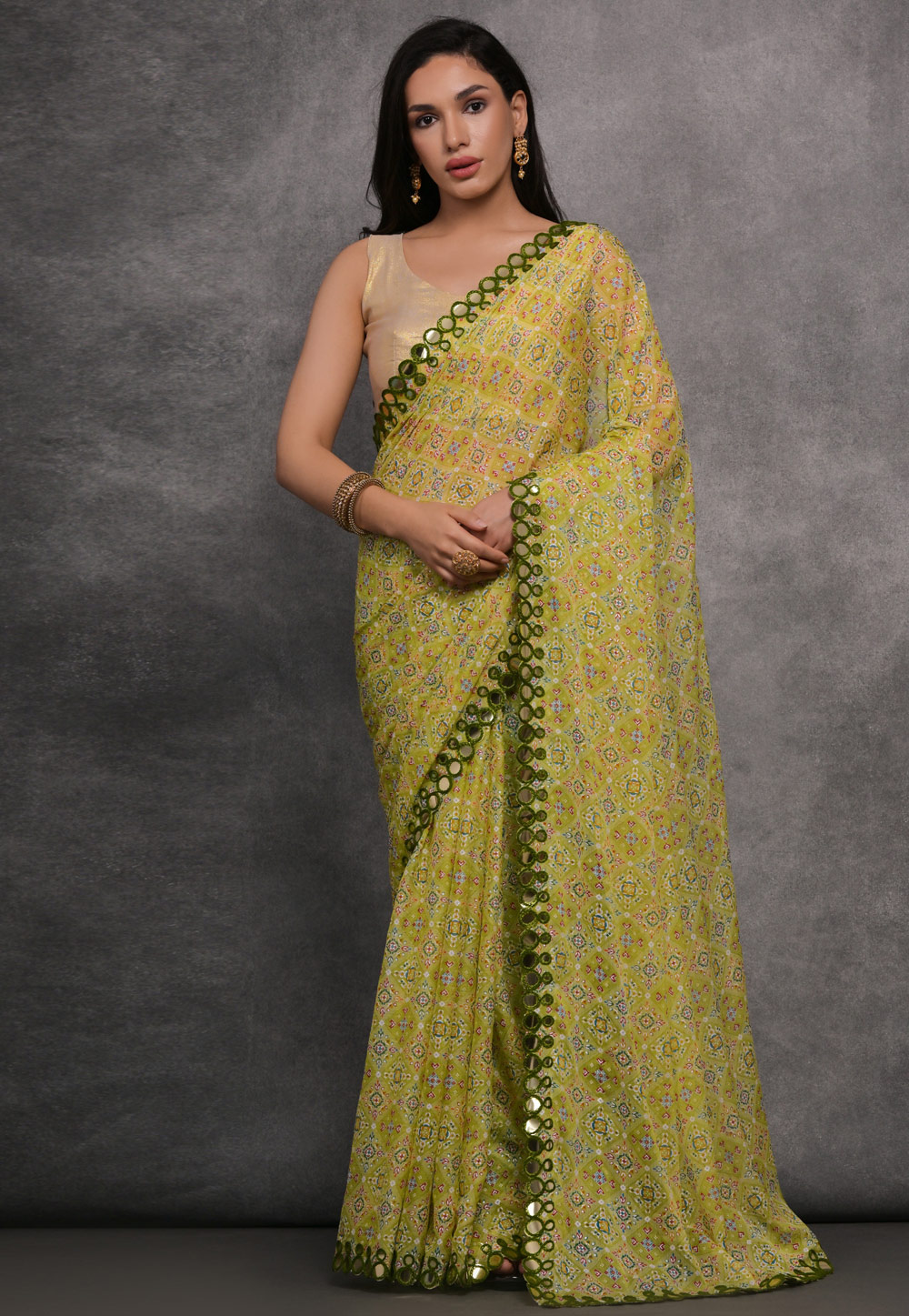 Pista Green Georgette Saree With Blouse 286465