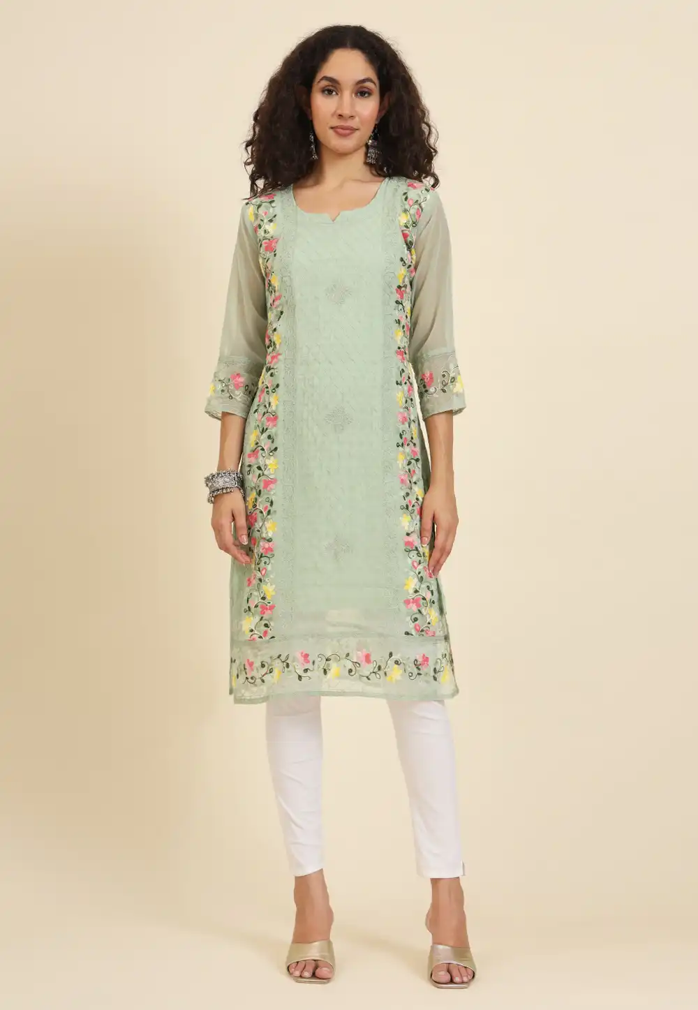 Pista Green Georgette Tunic 293017