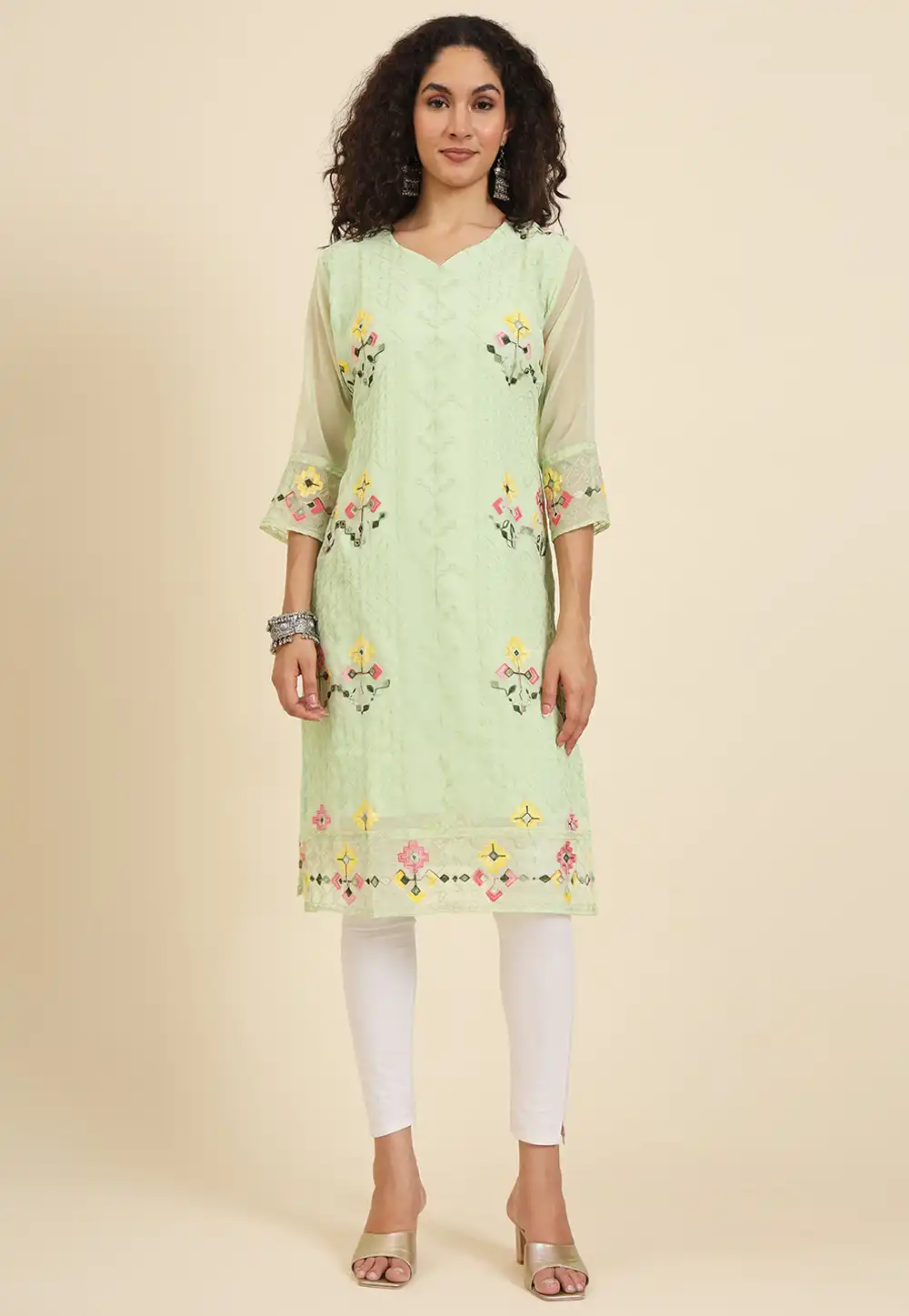 Pista Green Georgette Tunic 293027