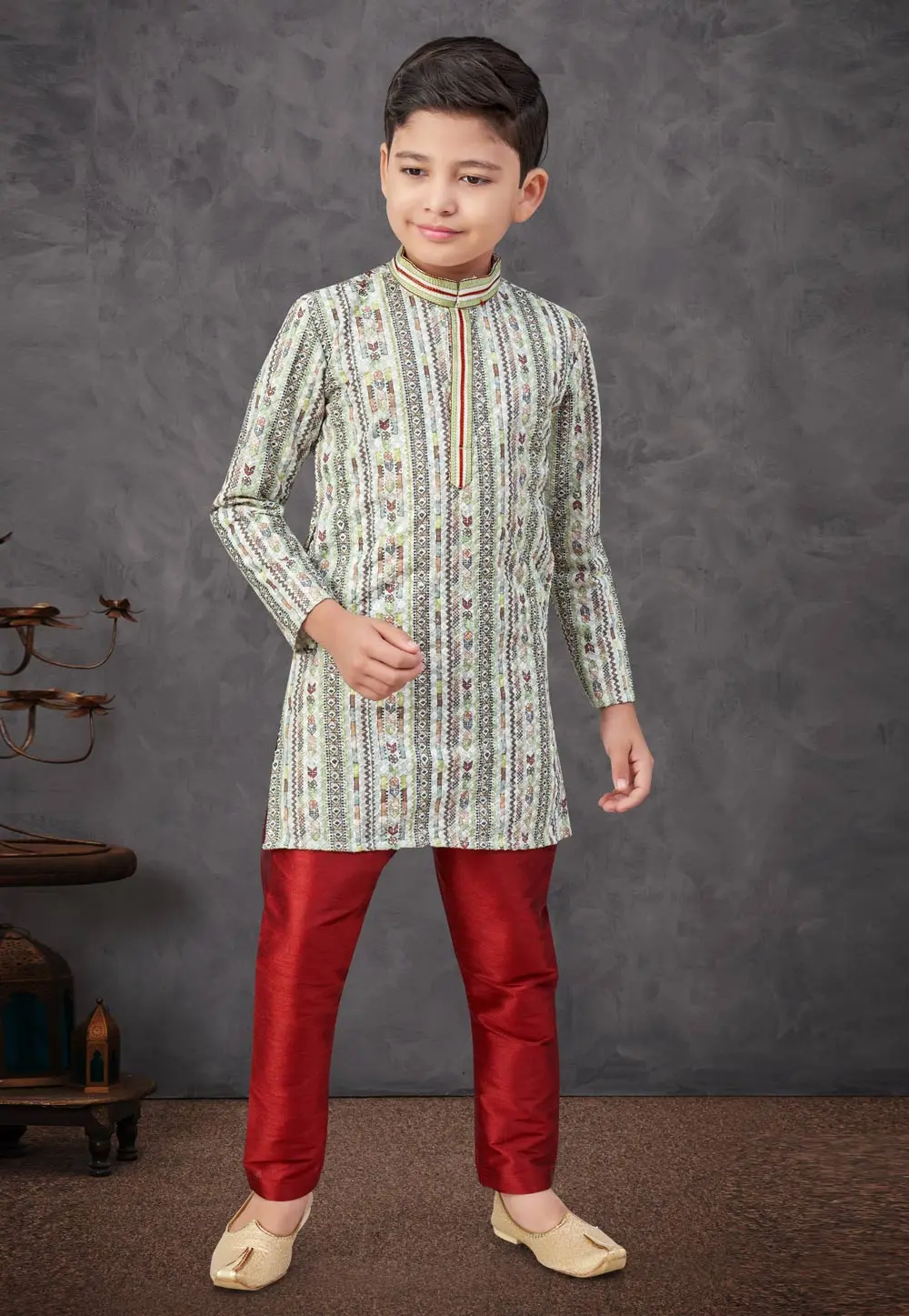 Pista Green Rayon Kids Kurta Pajama 301351