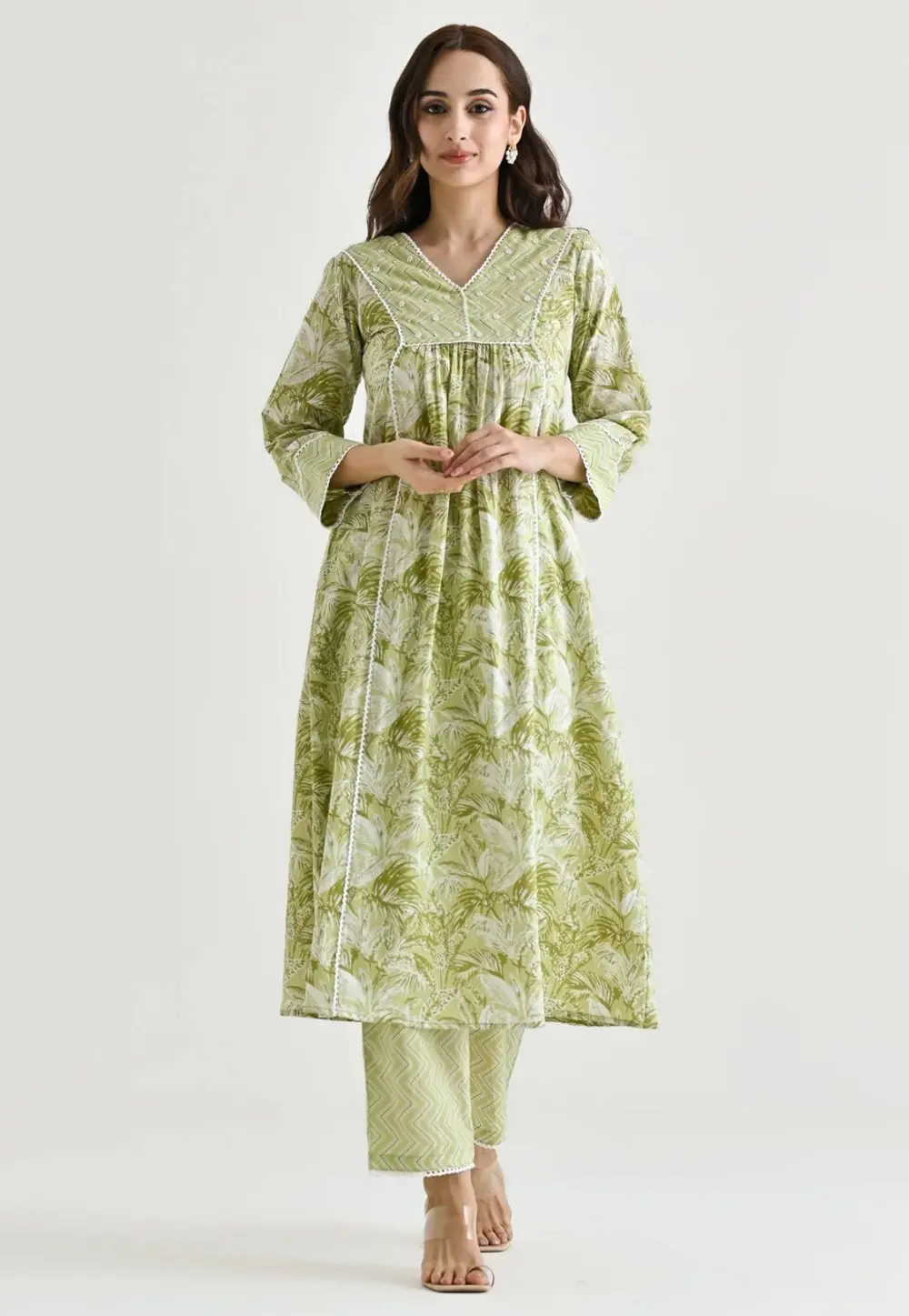 Pista Green Rayon Kurta Set With Pent 302310