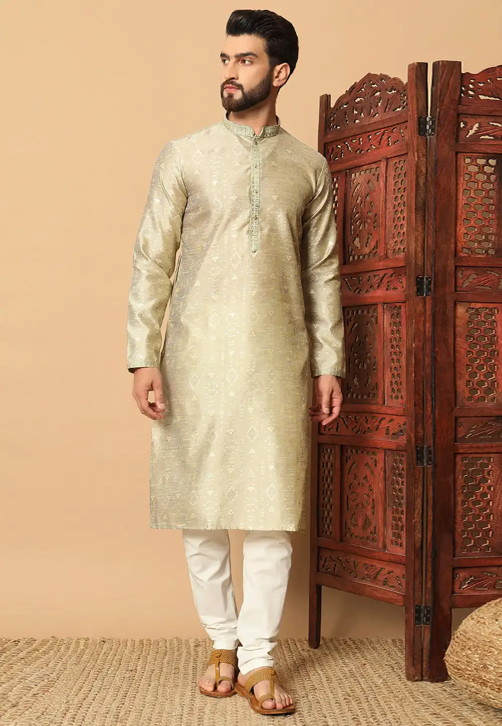 Pista Green Silk Kurta Pajama 291855