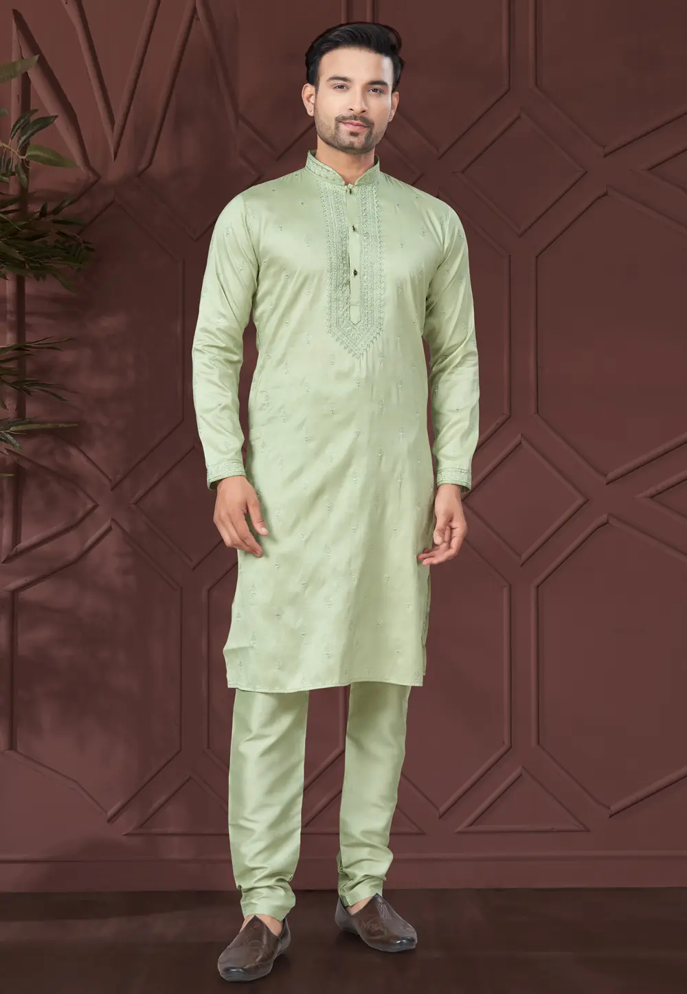 Pista Green Silk Kurta Pajama 300294