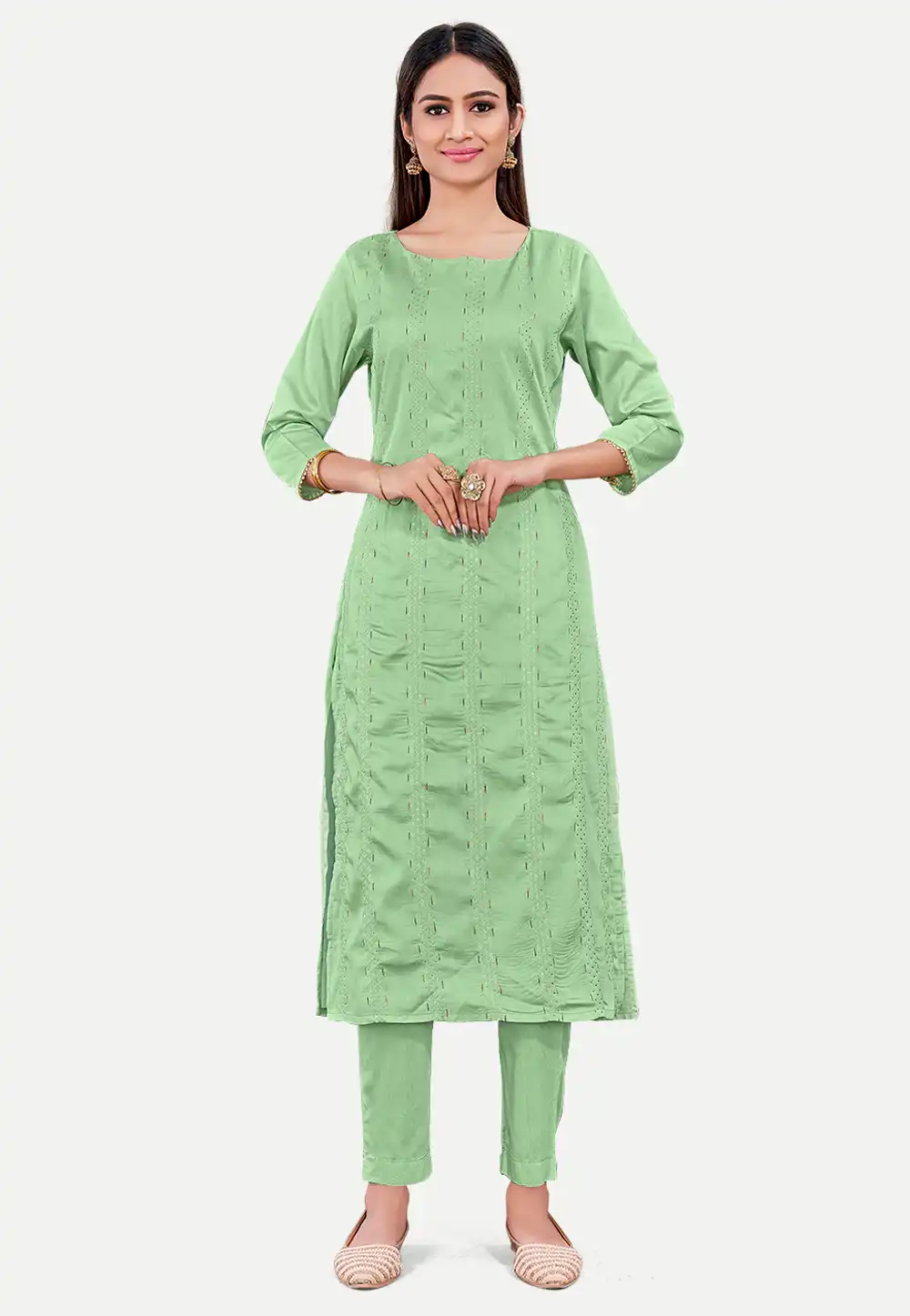 Pista Green Silk Kurta Set With Pent 288078