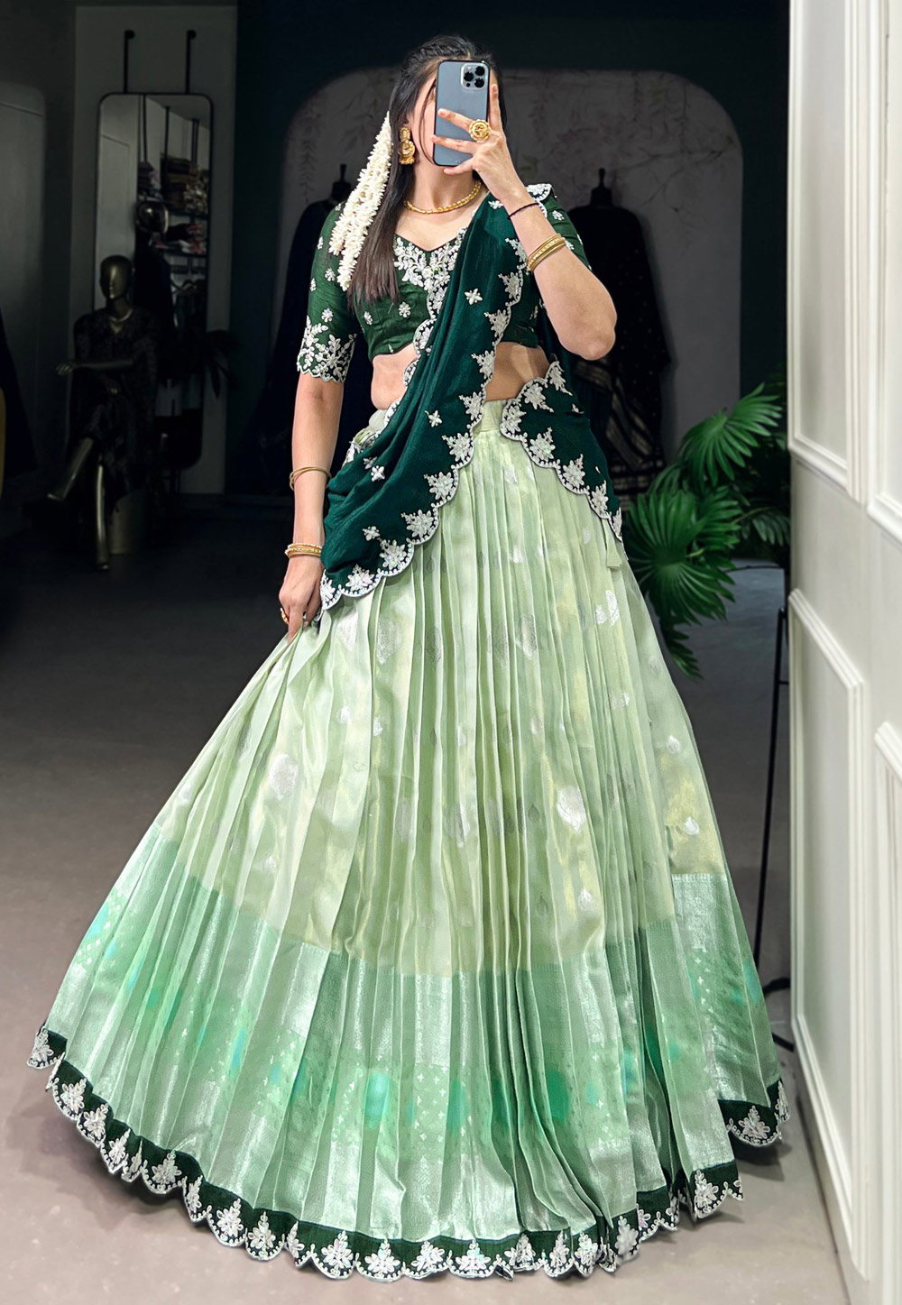 Pista Green Silk Lehenga Choli 311080