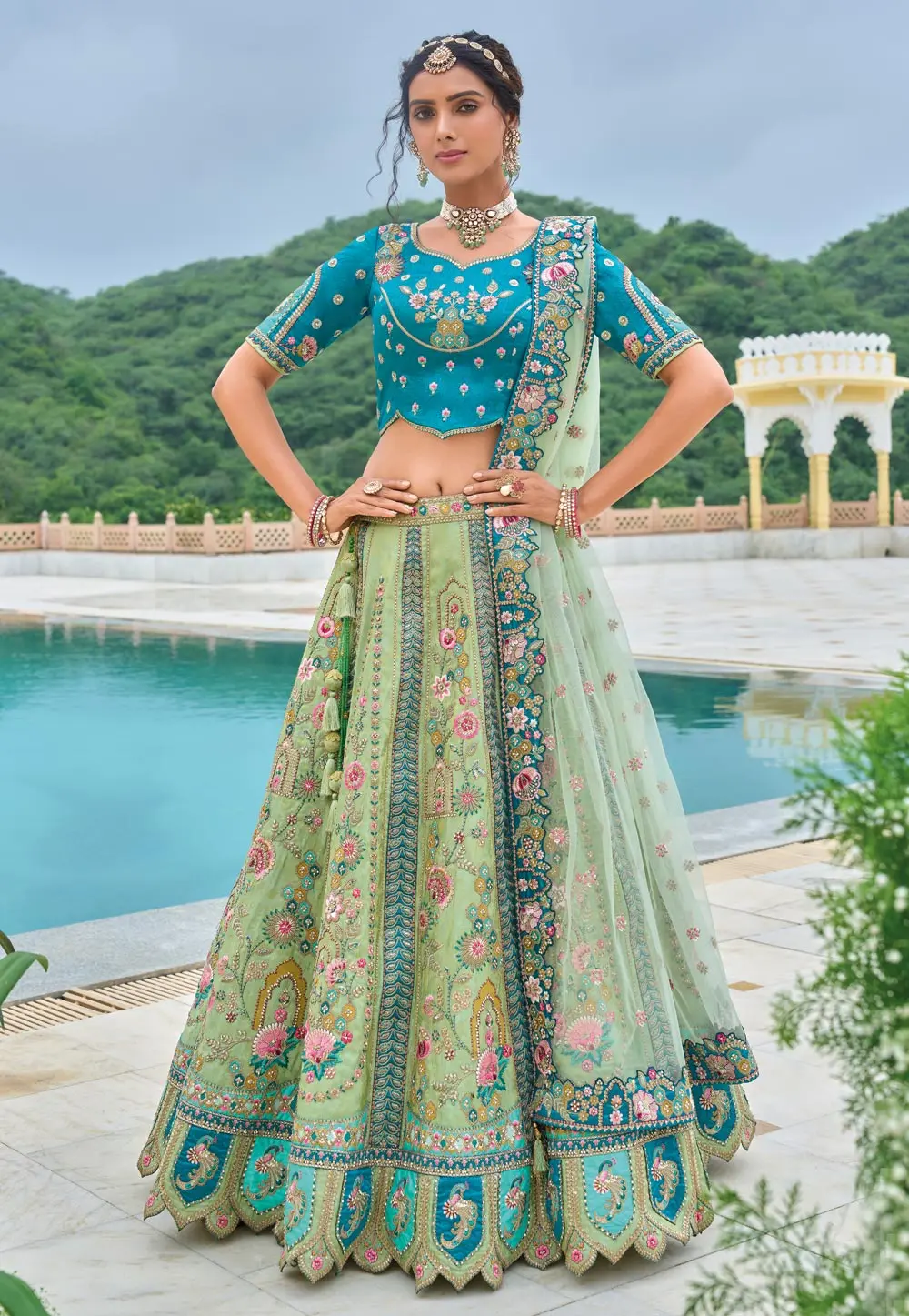 Pista Green Silk Lehenga Choli 298234