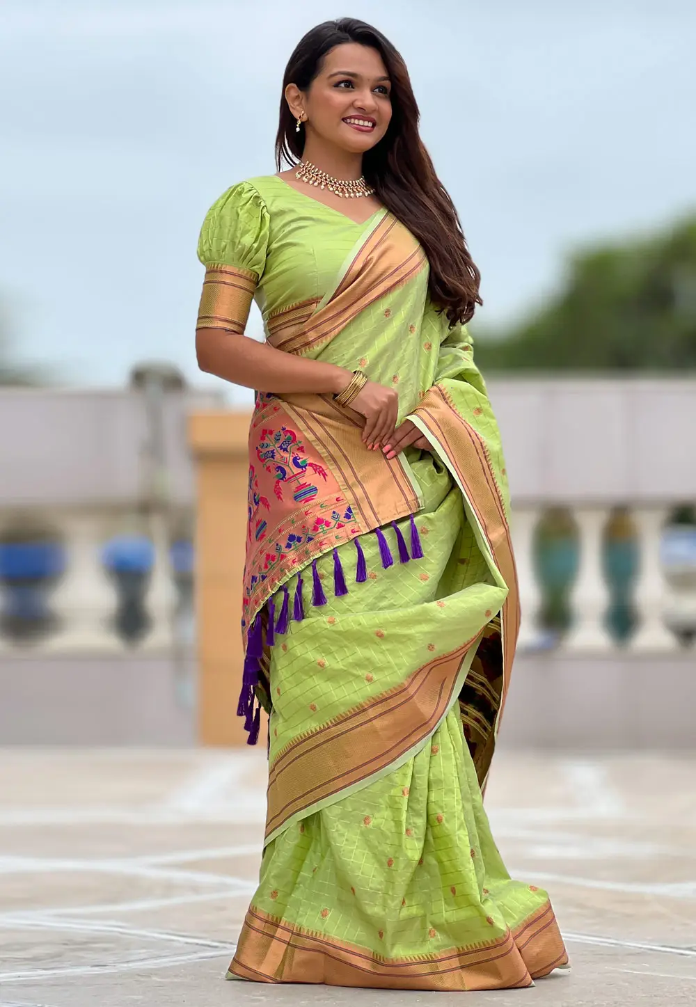 Pista Green Silk Paithani Saree 295716