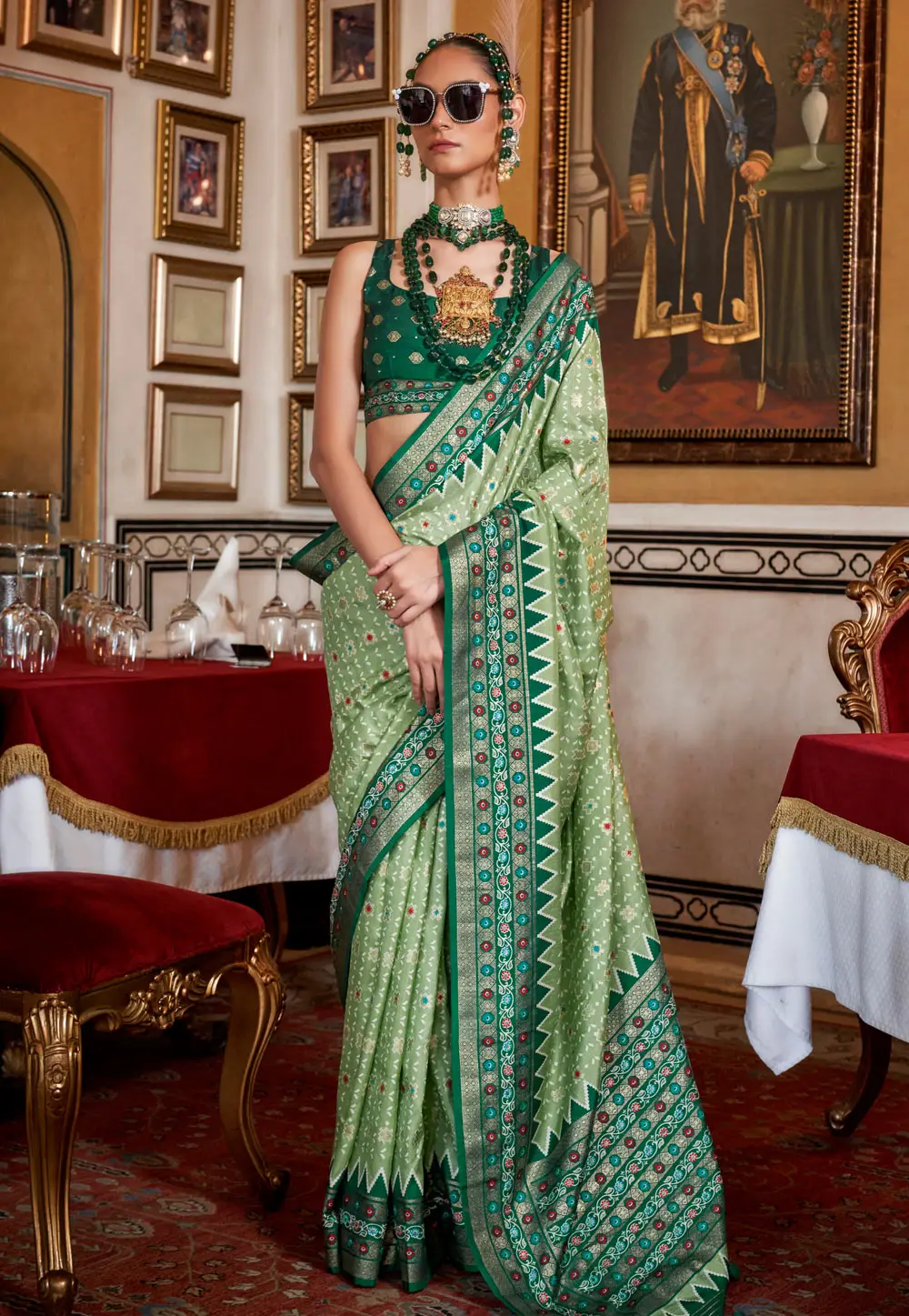 Pista Green Silk Patola Saree 295720