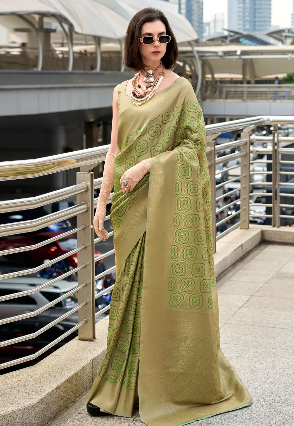 Pista Green Silk Saree With Blouse 302846