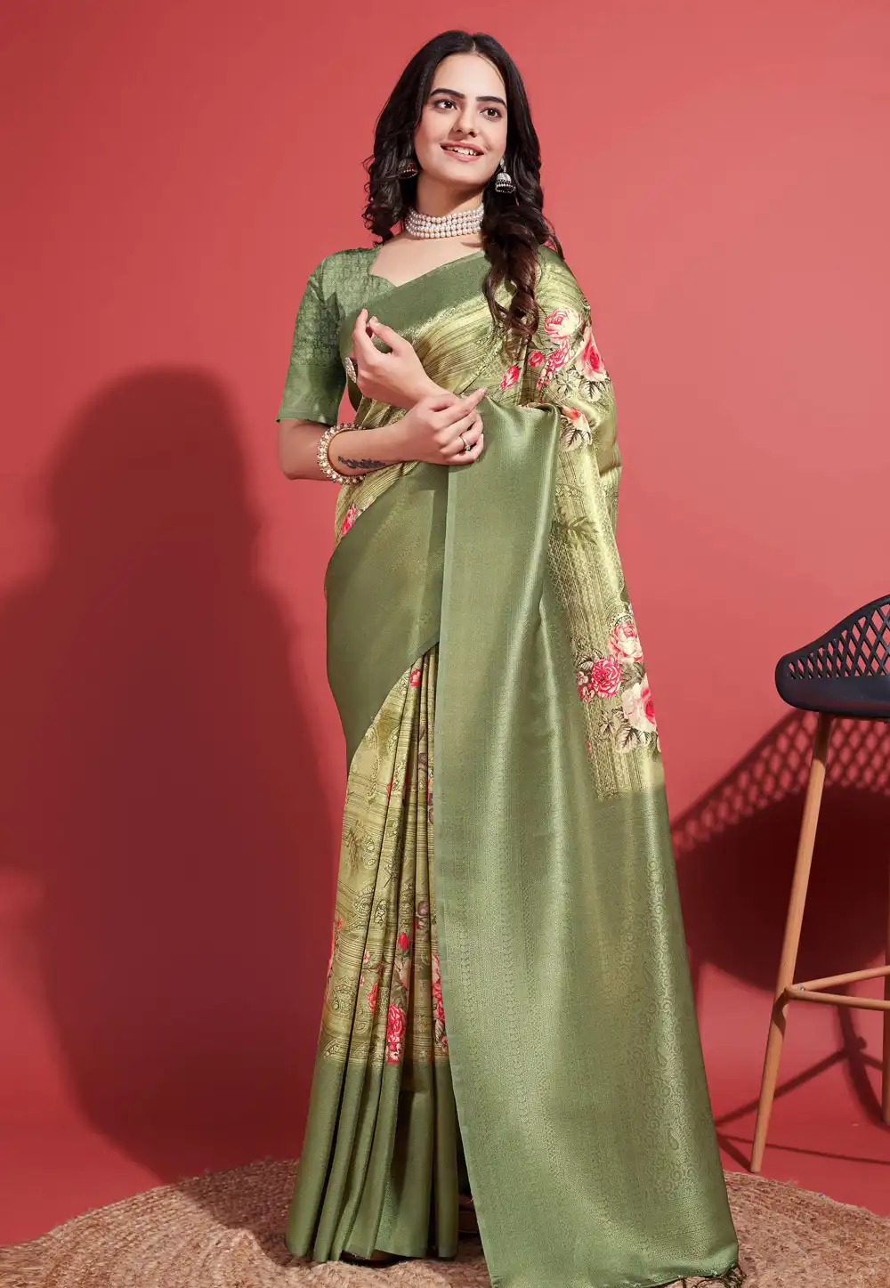 Pista Green Silk Saree With Blouse 289326