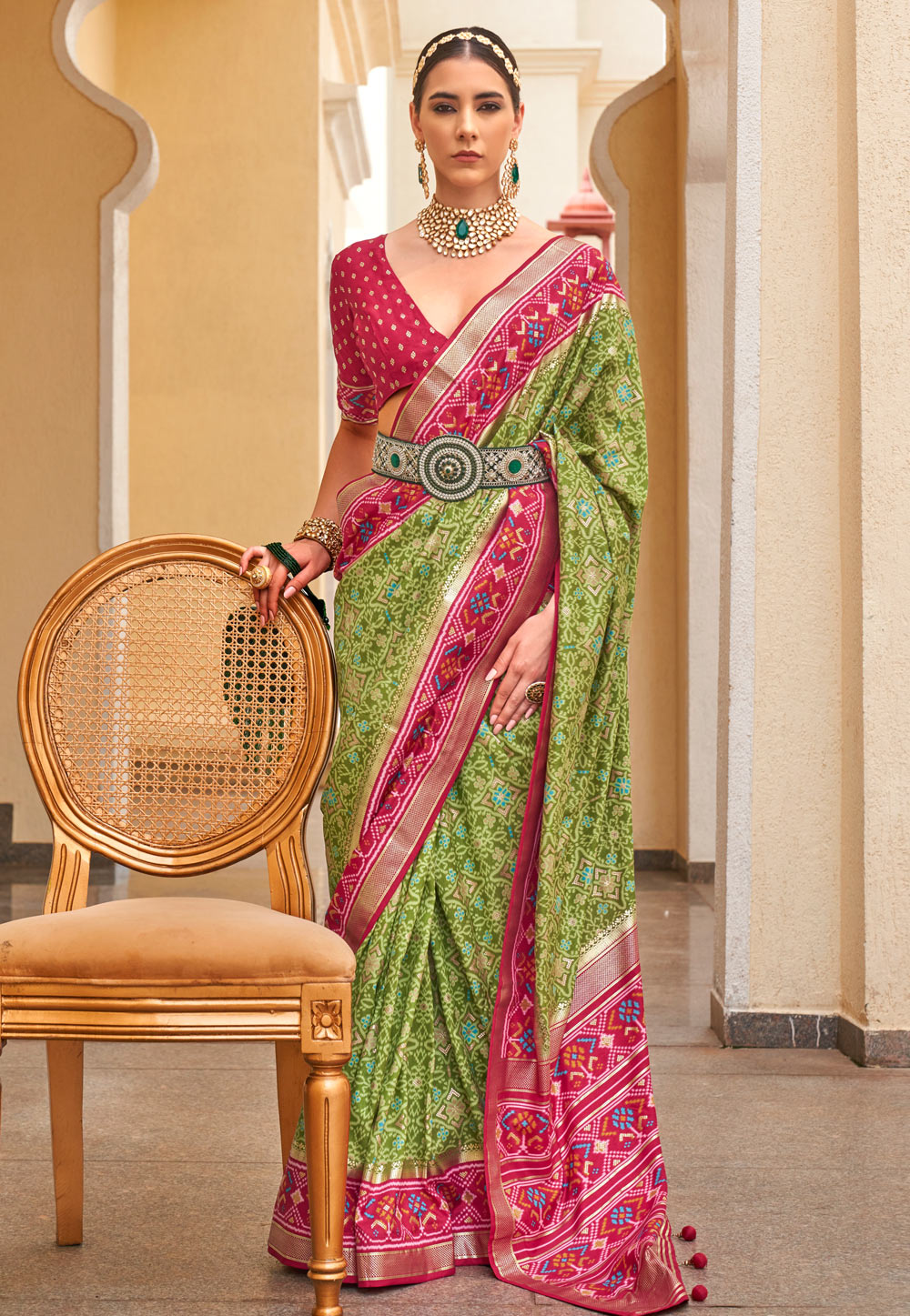 Pista Green Silk Saree With Blouse 279962