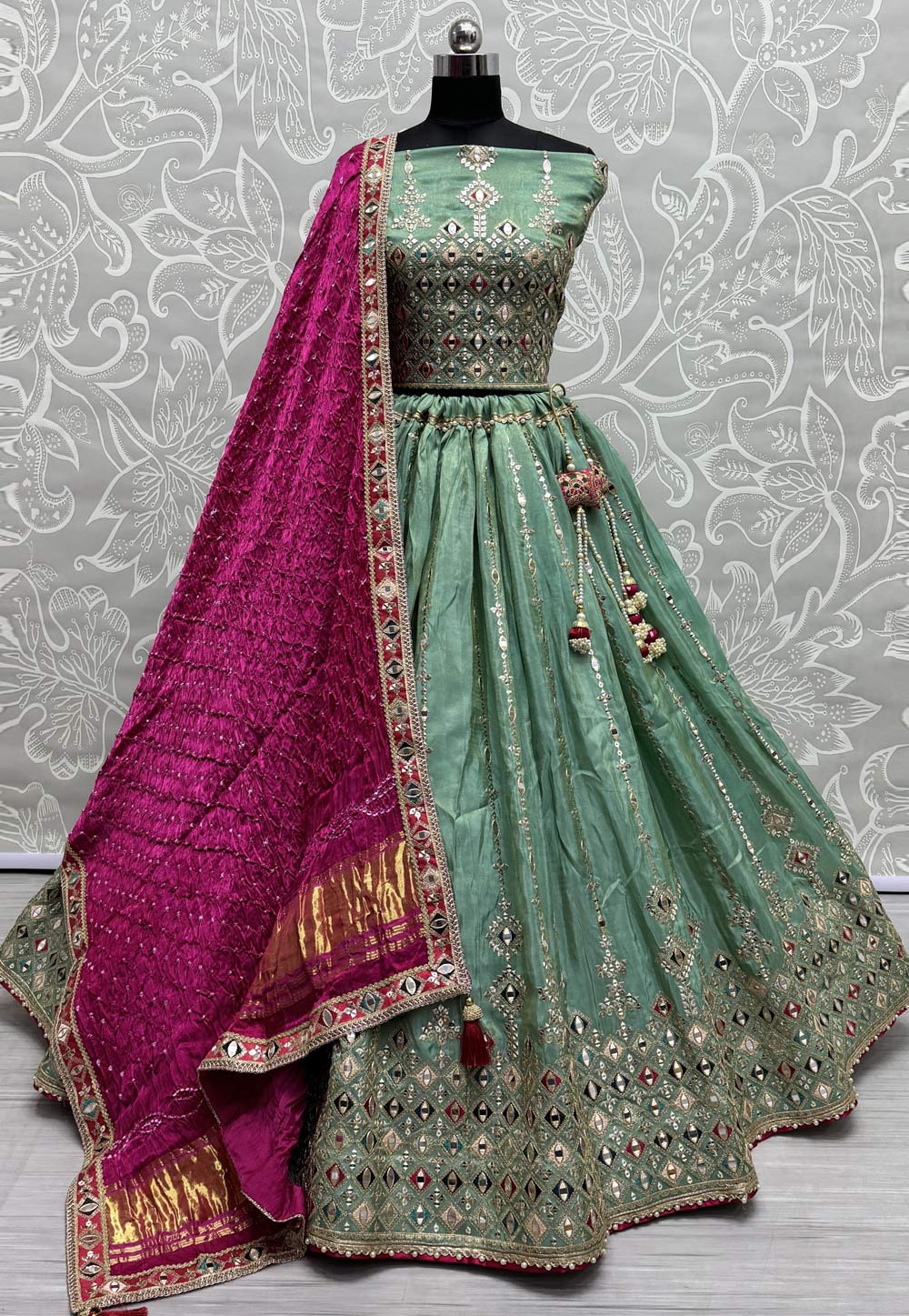 Pista Green Silk Wedding Lehenga Choli 284504