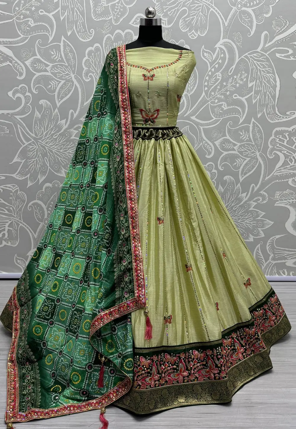 Pista Green Silk Wedding Lehenga Choli 296993