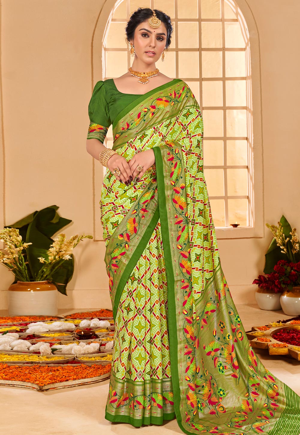Pista Green Tussar Silk Saree With Blouse 286342
